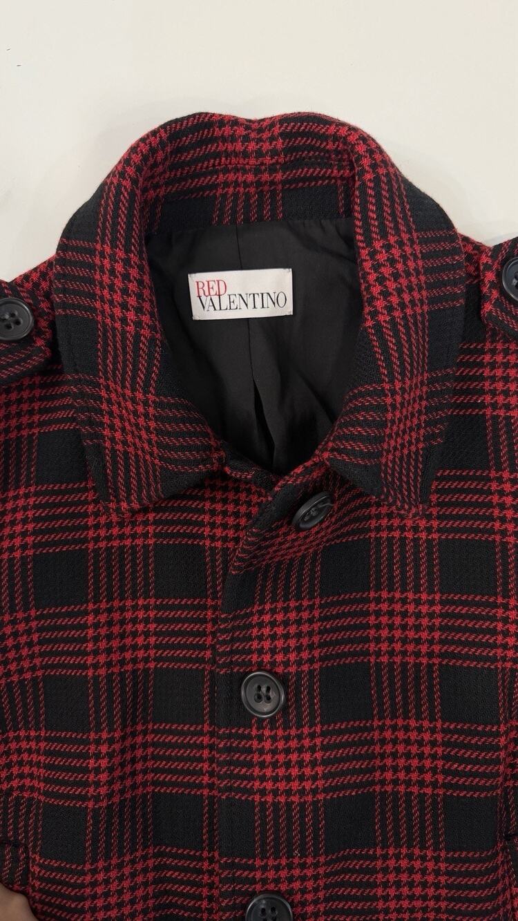 RED VALENTINO Tweed Blazer Jacket Black And Red Size 44 NWOT